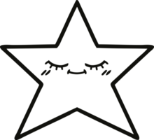 line drawing cartoon gold star png