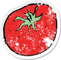 retro distressed sticker of a cartoon tomato png