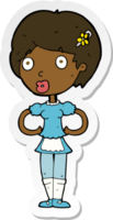 sticker of a cartoon woman in french maid outfit png