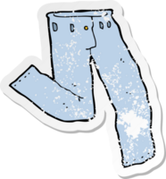 retro distressed sticker of a cartoon jeans png