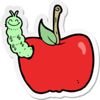 sticker of a cartoon apple with bug png