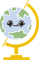 globe de dessin animé rétro couleur plat du monde png