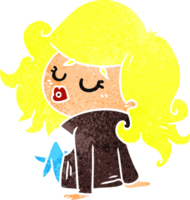 retro cartoon von niedlichen kawaii mädchen png