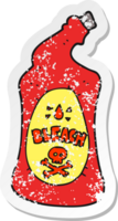 retro distressed sticker of a cartoon bleach bottle png
