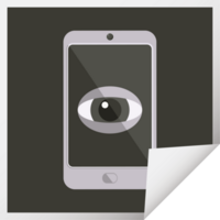 cell phone watching you graphic square sticker png