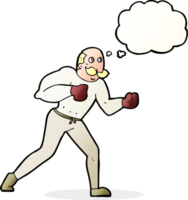 cartoon retro boxer man with thought bubble png