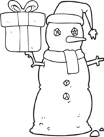 black and white cartoon snowman png