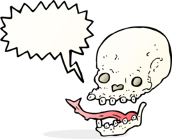 crâne effrayant de dessin animé avec bulle de dialogue png