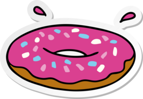 doodle de desenho de adesivo de um donut de anel gelado png