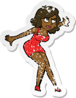 retro distressed sticker of a cartoon female spy png