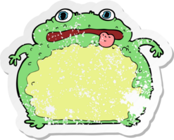 retro distressed sticker of a cartoon funny frog png