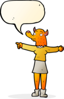 cartoon pointing fox woman with speech bubble png