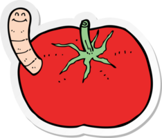 sticker of a cartoon tomato with worm png