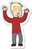 sticker of a cartoon terrified man png