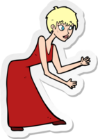 Aufkleber einer Cartoon-Frau im gestikulierenden Kleid png