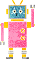 retro illustration stil tecknad robot png