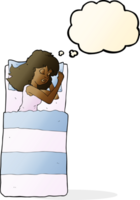 cartoon sleeping woman with thought bubble png