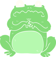 flat color illustration of a cartoon funny frog png