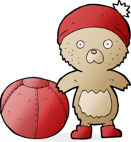 cartoon bear in hat with ball png