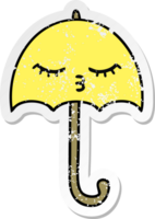 distressed sticker of a cute cartoon umbrella png