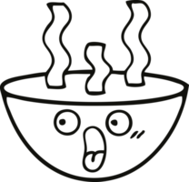 cuenco de dibujos animados de dibujo lineal de sopa caliente png