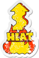 retro distressed sticker of a cartoon heat rising png