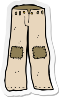 sticker of a cartoon patched old pants png