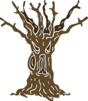 arbre effrayant de dessin animé illustration couleur plate png