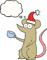 thought bubble cartoon mouse wearing christmas hat png