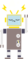 flat color retro cartoon crying robot png