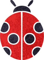 coccinelle de dessin animé de style illustration rétro png