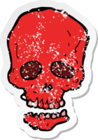 retro distressed sticker of a cartoon skull png