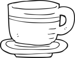 black and white cartoon cup and saucer png