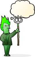 Cartoon-Teufel mit Mistgabel mit Gedankenblase png