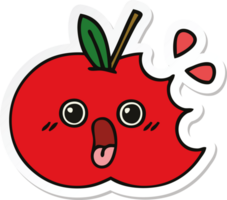 sticker of a cute cartoon red apple png