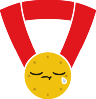 flat color retro cartoon gold medal png