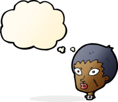 cartoon female zombie head with thought bubble png