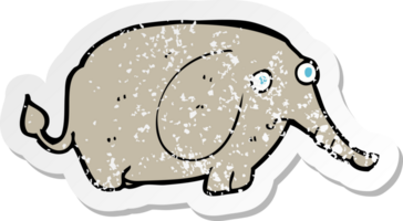 retro distressed sticker of a cartoon sad little elephant png