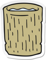 sticker of a cartoon wooden cup with water png