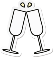 sticker of a cute cartoon clinking champagne flutes png