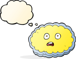 shocked cartoon cloud face with thought bubble png