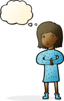 cartoon calm woman with thought bubble png