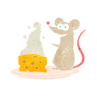 retro cartoon mouse with cheese png