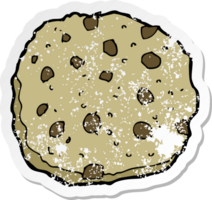 retro distressed sticker of a chocolate chip cookie cartoon png