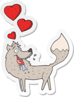 sticker of a cartoon wolf in love png