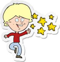 sticker of a cartoon excited boy png