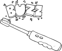 black and white cartoon buzzing electric toothbrush png