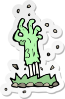 sticker of a cartoon zombie hand rising from ground png