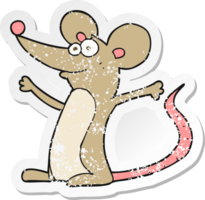 retro distressed sticker of a cartoon mouse png