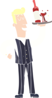 flat color illustration of a cartoon waiter png